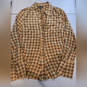 Banana Republic Geometric Silk Shirt in Brown and Gold 3c19